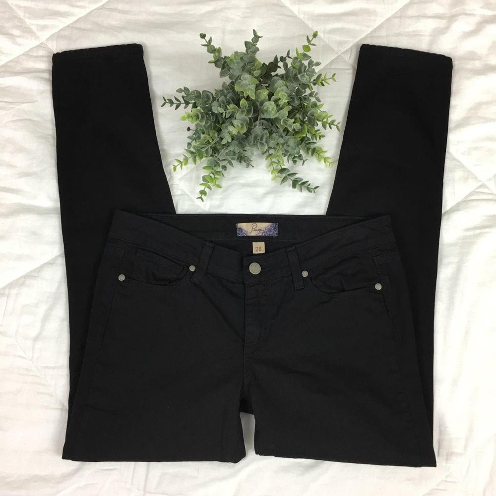 Paige Peg Skinny Black Low-Rise Denim Jeans 28